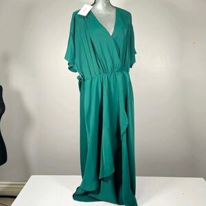 NWT BloomChic green  Wrap-Style Maxi Dress